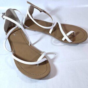 Express White Leather Strappy Sandals Size 8